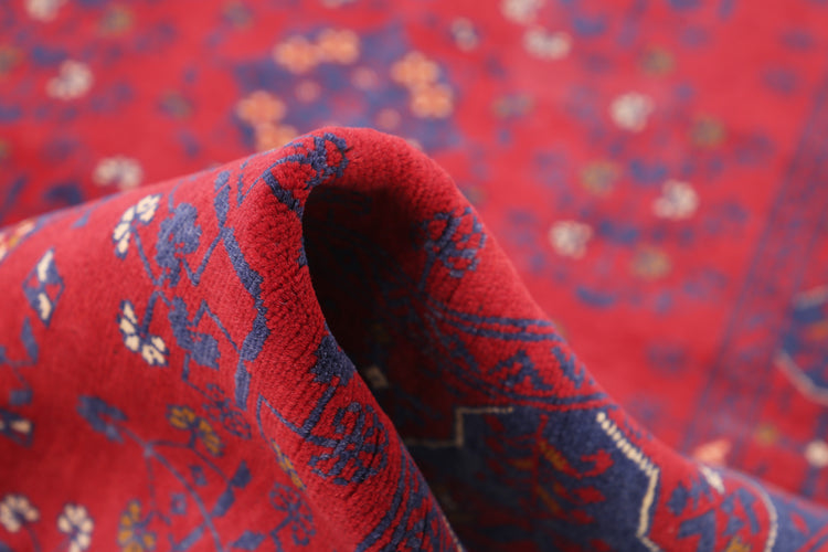 Hand Knotted Afghan Khamyab Wool Rug - 3'4'' x 4'9''