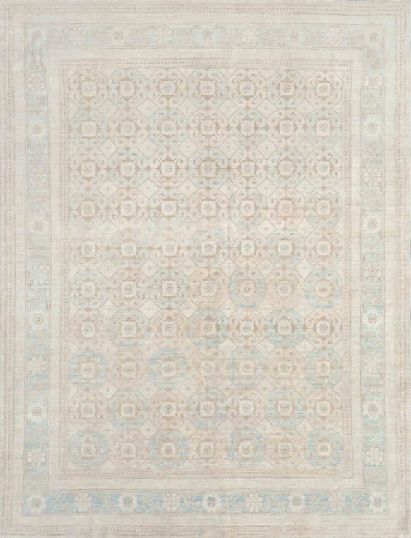 Hand Knotted Khotan Wool Rug - 7' 10" X 10' 1" 7' 10" X 10' 1" (239 X 307) / Ivory / Wool