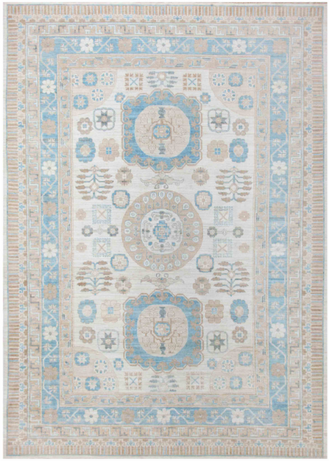 Hand Knotted Khotan Wool Rug - 10' 4" X 14' 4" 10' 4" X 14' 4" (315 X 437) / Ivory / Wool