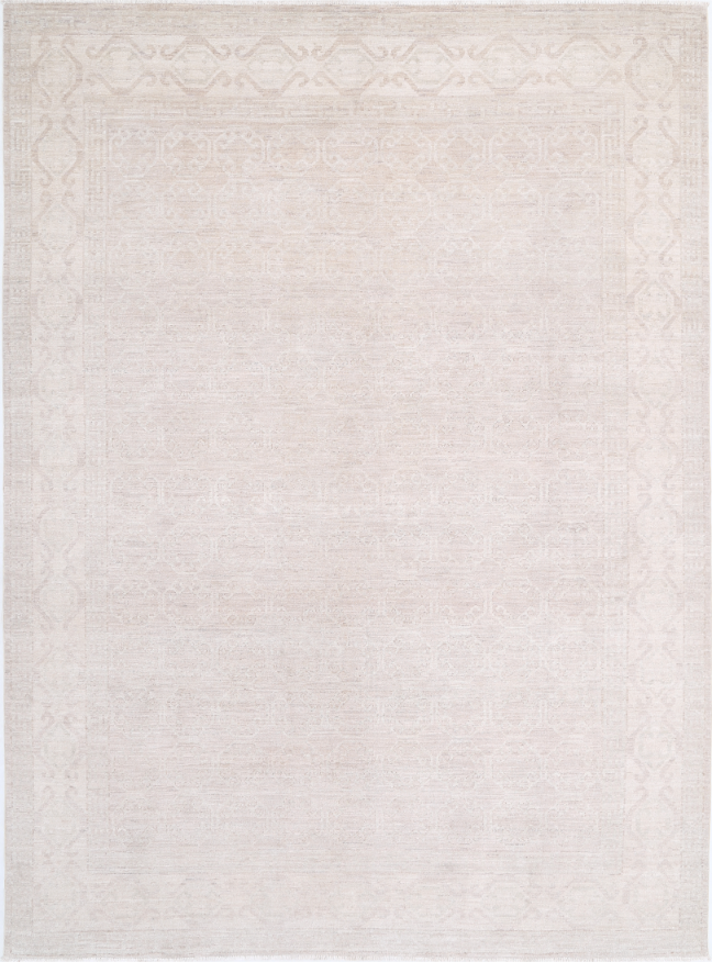 Hand Knotted Khotan Wool Rug - 8' 4" X 11' 4" 8' 4" X 11' 4" (254 X 345) / Taupe / Wool