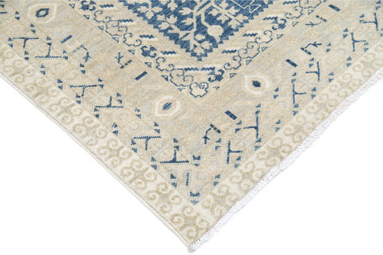 Hand Knotted Khotan Wool Rug - 9' 3" X 12' 0" 9' 3" X 12' 0" (282 X 366) / Blue / Wool