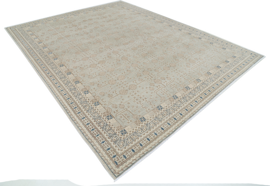 Hand Knotted Khotan Wool Rug - 9' 5" X 11' 11" 9' 5" X 11' 11" (287 X 363) / Grey / Wool