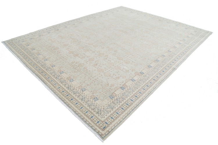 Hand Knotted Khotan Wool Rug - 9' 5" X 11' 11" 9' 5" X 11' 11" (287 X 363) / Grey / Wool