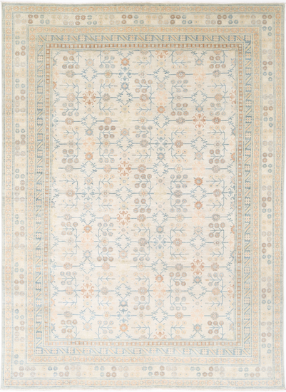 Hand Knotted Khotan Wool Rug - 10' 2" X 14' 1" 10' 2" X 14' 1" (310 X 429) / Ivory / Wool