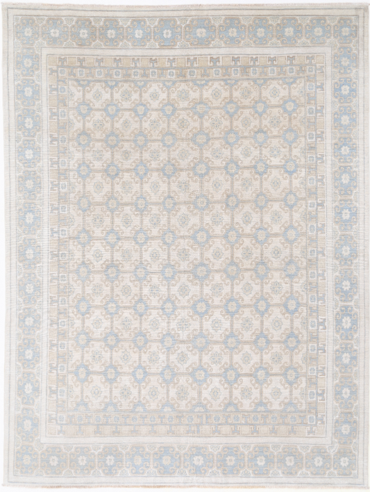 Hand Knotted Khotan Wool Rug - 7' 10" X 10' 3" 7' 10" X 10' 3" (239 X 312) / Ivory / Wool