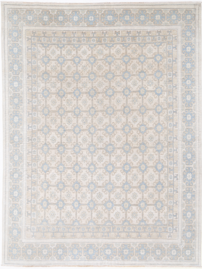 Hand Knotted Khotan Wool Rug - 7' 10" X 10' 3" 7' 10" X 10' 3" (239 X 312) / Ivory / Wool