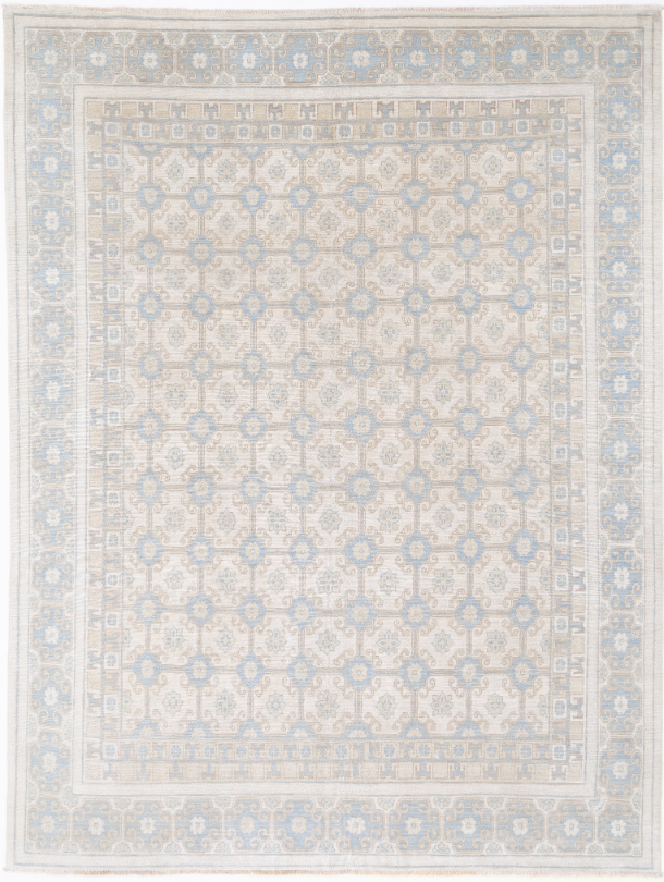 Hand Knotted Khotan Wool Rug - 7' 10" X 10' 3" 7' 10" X 10' 3" (239 X 312) / Ivory / Wool