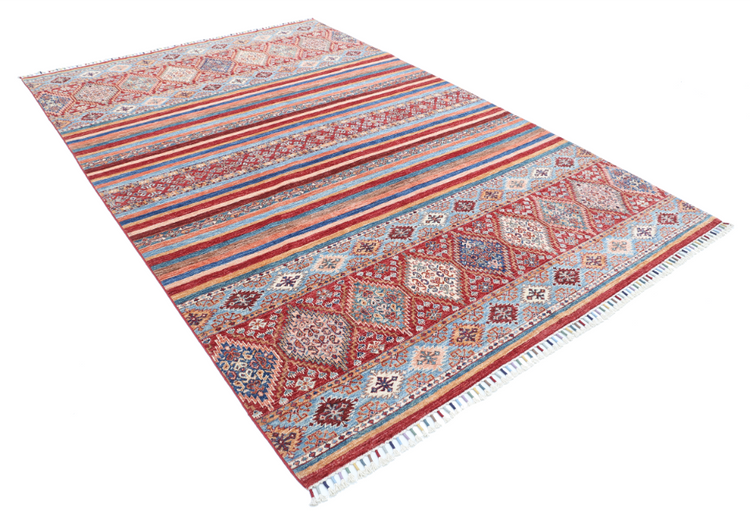 Hand Knotted Khurjeen Wool Rug - 6' 8" X 9' 10" 6' 8" X 9' 10" (203 X 300) / Multi / Wool