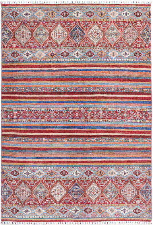 Hand Knotted Khurjeen Wool Rug - 6' 8" X 9' 10" 6' 8" X 9' 10" (203 X 300) / Multi / Wool