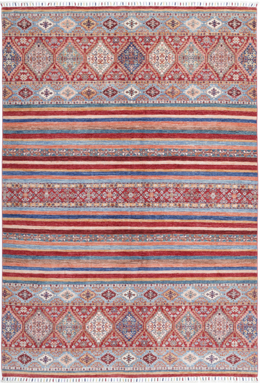 Hand Knotted Khurjeen Wool Rug - 6' 8" X 9' 10" 6' 8" X 9' 10" (203 X 300) / Multi / Wool