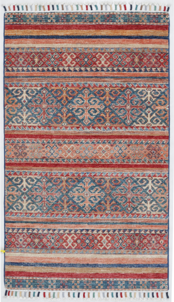 Hand Knotted Khurjeen Wool Rug - 2' 6" X 4' 2" 2' 6" X 4' 2" (76 X 127) / Multi / Wool