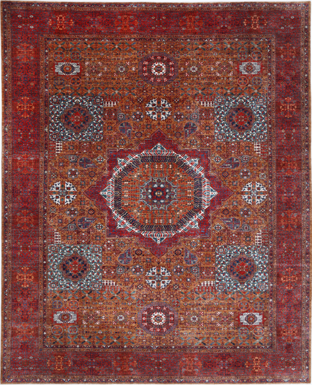 Hand Knotted Mamluk Wool Rug - 13' 3" X 16' 2" 13' 3" X 16' 2" (404 X 493) / Brown / Wool