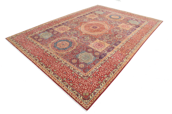 Hand Knotted Mamluk Wool Rug - 8' 10" X 12' 8" 8' 10" X 12' 8" (269 X 386) / Red / Wool