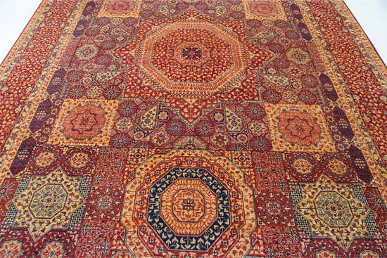 Hand Knotted Mamluk Wool Rug - 8' 10" X 12' 8" 8' 10" X 12' 8" (269 X 386) / Red / Wool