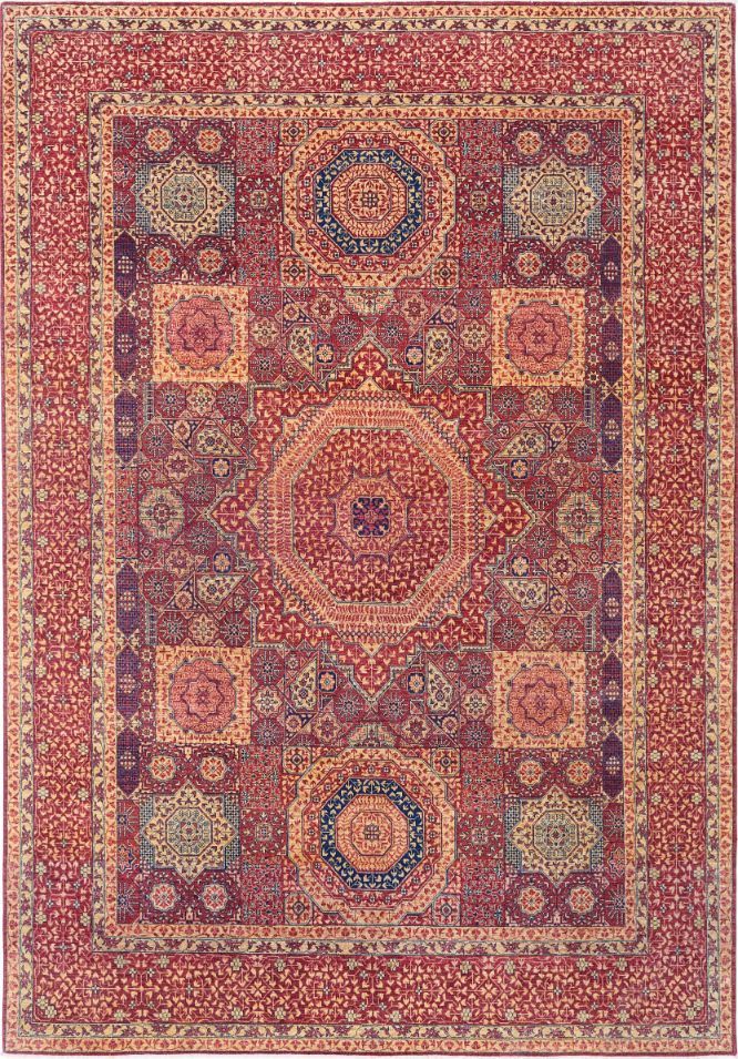 Hand Knotted Mamluk Wool Rug - 8' 10" X 12' 8" 8' 10" X 12' 8" (269 X 386) / Red / Wool