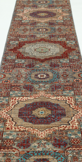 Hand Knotted Mamluk Wool Rug - 2' 6" X 19' 6" 2' 6" X 19' 6" (76 X 594) / Grey / Wool