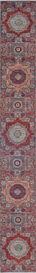 Hand Knotted Mamluk Wool Rug - 2' 6" X 19' 6" 2' 6" X 19' 6" (76 X 594) / Grey / Wool