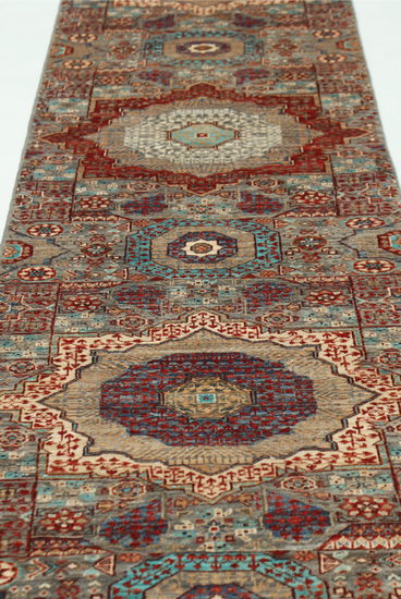 Hand Knotted Mamluk Wool Rug - 2' 6" X 19' 6" 2' 6" X 19' 6" (76 X 594) / Grey / Wool