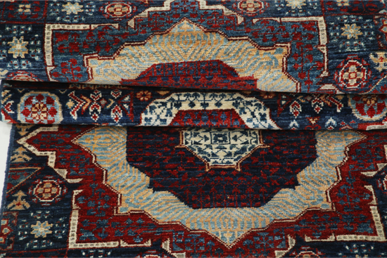 Hand Knotted Mamluk Wool Rug - 2' 5" X 22' 4" 2' 5" X 22' 4" (74 X 681) / Blue / Wool