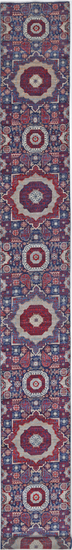 Hand Knotted Mamluk Wool Rug - 2' 5" X 22' 4" 2' 5" X 22' 4" (74 X 681) / Blue / Wool