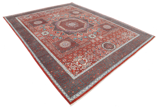 Hand Knotted Mamluk Wool Rug - 9' 2" X 11' 8" 9' 2" X 11' 8" (280 X 356) / Red / Wool