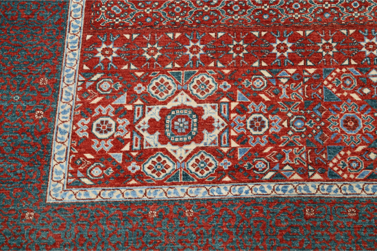 Hand Knotted Mamluk Wool Rug - 9' 2" X 11' 8" 9' 2" X 11' 8" (280 X 356) / Red / Wool