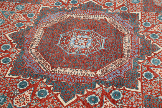 Hand Knotted Mamluk Wool Rug - 9' 2" X 11' 8" 9' 2" X 11' 8" (280 X 356) / Red / Wool