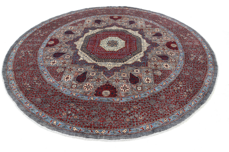 Hand Knotted Mamluk Wool Rug - 9' 1" X 9' 4" 9' 1" X 9' 4" (277 X 284) / Grey / Wool