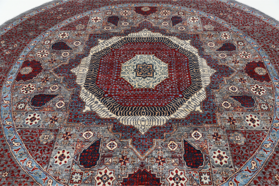 Hand Knotted Mamluk Wool Rug - 9' 1" X 9' 4" 9' 1" X 9' 4" (277 X 284) / Grey / Wool