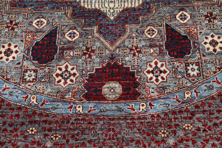 Hand Knotted Mamluk Wool Rug - 9' 1" X 9' 4" 9' 1" X 9' 4" (277 X 284) / Grey / Wool