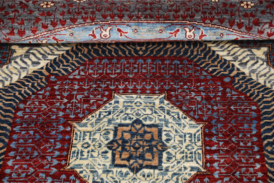 Hand Knotted Mamluk Wool Rug - 9' 1" X 9' 4" 9' 1" X 9' 4" (277 X 284) / Grey / Wool