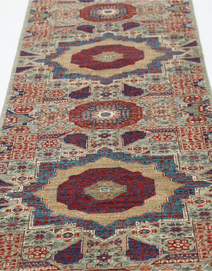 Hand Knotted Mamluk Wool Rug - 2' 5" X 14' 6" 2' 5" X 14' 6" (74 X 442) / Green / Wool