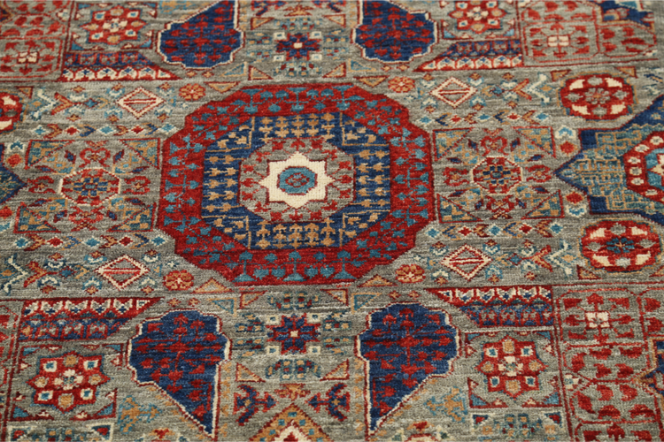 Hand Knotted Mamluk Wool Rug - 2' 6" X 14' 7" 2' 6" X 14' 7" (76 X 444) / Grey / Wool