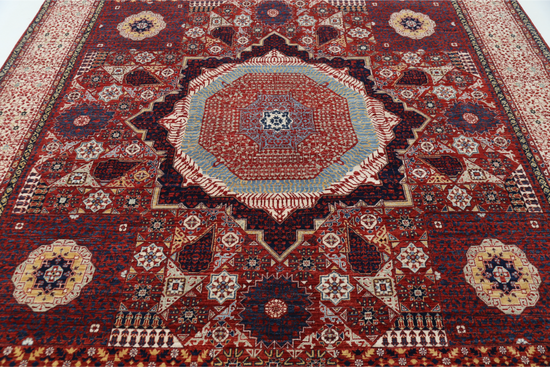 Hand Knotted Mamluk Wool Rug - 8' 10" X 12' 2" 8' 10" X 12' 2" (269 X 371) / Red / Wool