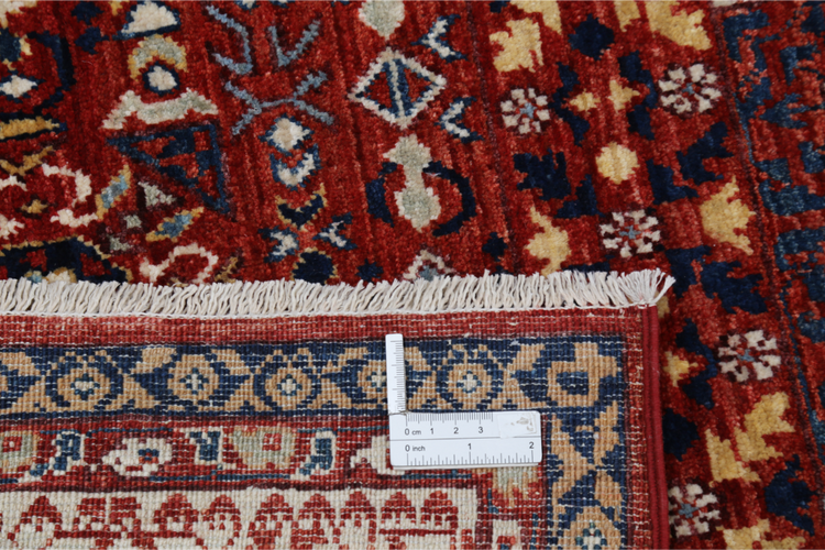 Hand Knotted Mamluk Wool Rug - 8' 10" X 12' 2" 8' 10" X 12' 2" (269 X 371) / Red / Wool