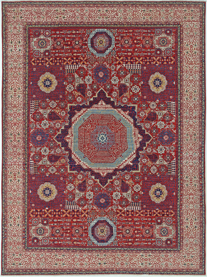 Hand Knotted Mamluk Wool Rug - 8' 10" X 12' 2" 8' 10" X 12' 2" (269 X 371) / Red / Wool