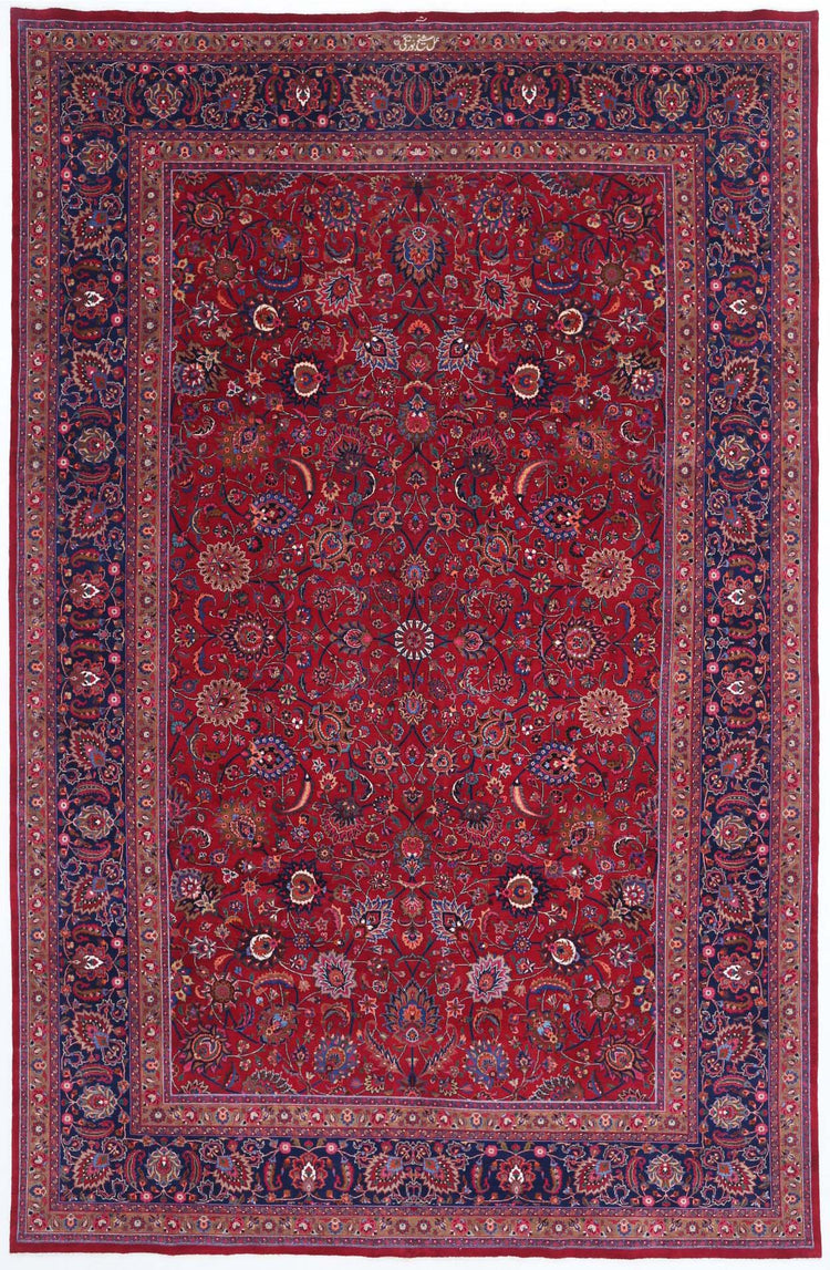 Hand Knotted Persian Mashad Wool Rug - 11'8'' x 18'0''