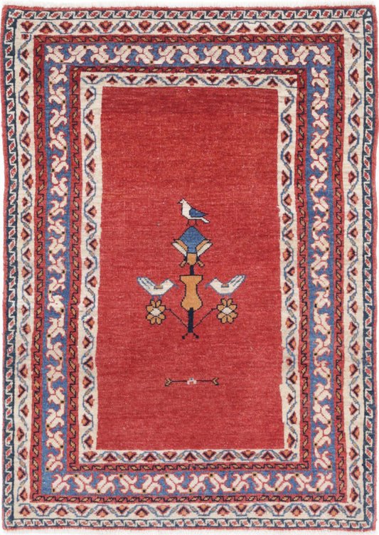Hand Knotted Persian Gabbeh Wool Rug - 2'6'' x 3'8''
