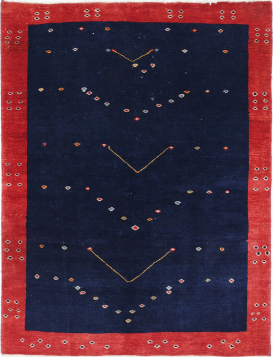 Hand Knotted Persian Gabbeh Wool Rug - 3'2'' x 4'3''