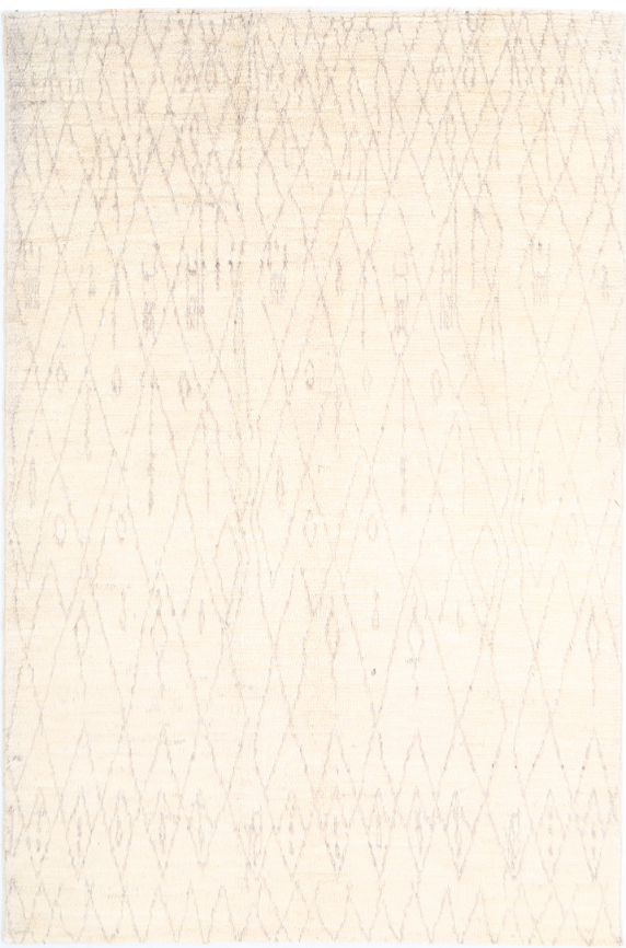 Hand Knotted Moroccan Wool Rug - 6' 0" X 9' 0" 6' 0" X 9' 0" (183 X 274) / Ivory / Wool