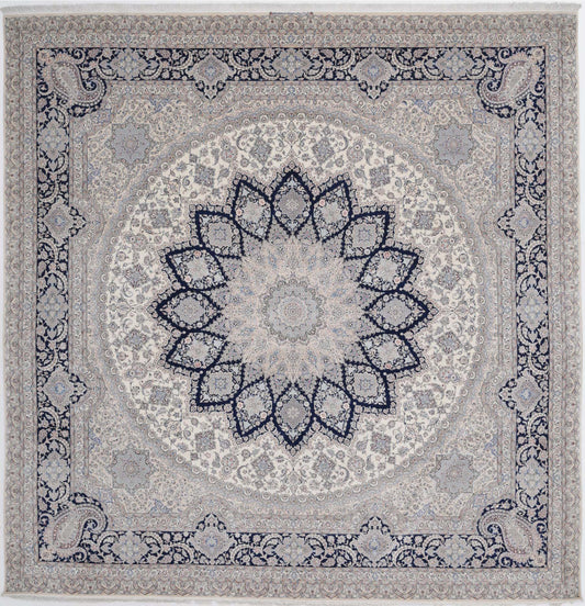 Hand Knotted Masterpiece Persian Nain Wool & Silk Rug - 13'0'' x 13'0''