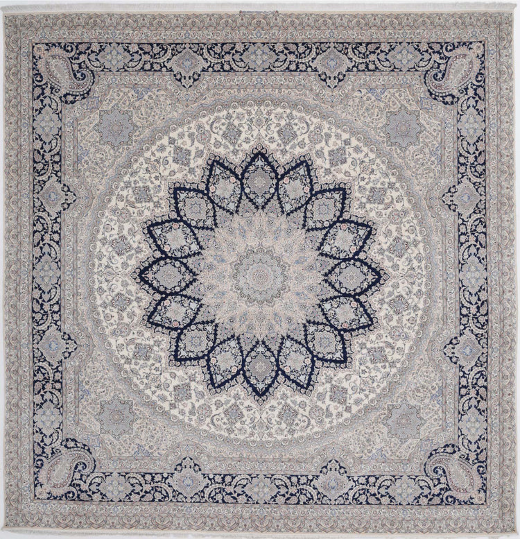 Hand Knotted Masterpiece Persian Nain Wool & Silk Rug - 13'0'' x 13'0''