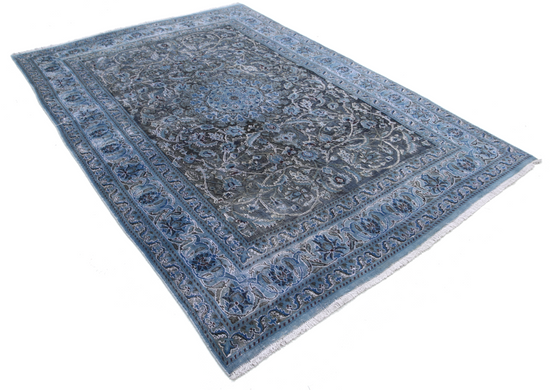 Hand Knotted Vintage Wool Rug - 6' 5" X 9' 2" 6' 5" X 9' 2" (196 X 280) / Blue / Wool