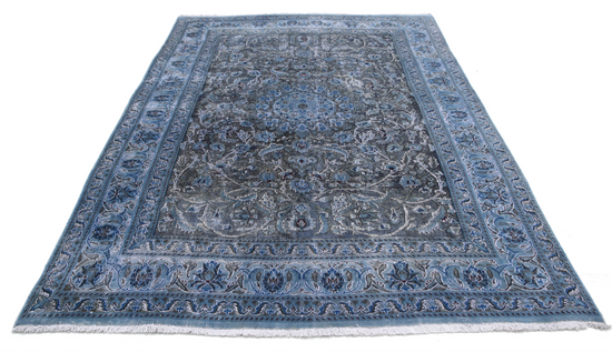 Hand Knotted Vintage Wool Rug - 6' 5" X 9' 2" 6' 5" X 9' 2" (196 X 280) / Blue / Wool