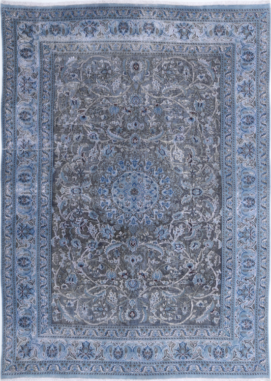 Hand Knotted Vintage Wool Rug - 6' 5" X 9' 2" 6' 5" X 9' 2" (196 X 280) / Blue / Wool