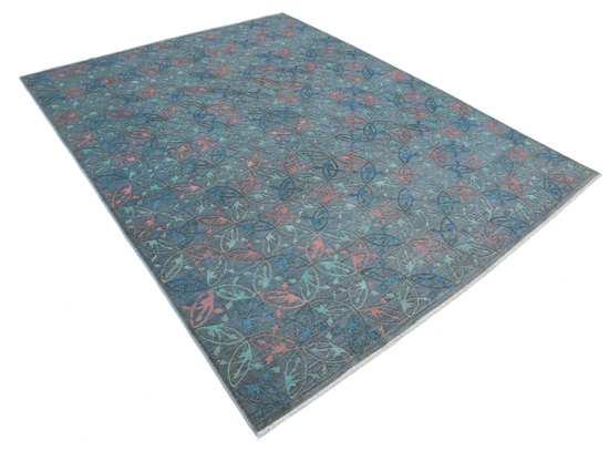 Hand Knotted Onyx Wool Rug - 6' 10" X 9' 0" 6' 10" X 9' 0" (208 X 274) / Blue / Wool