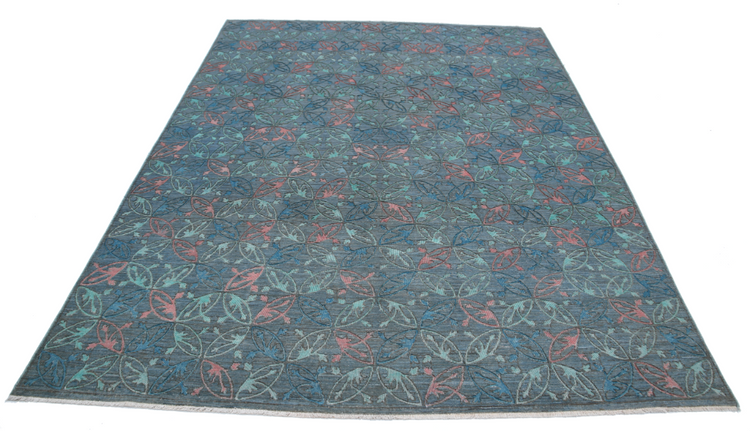 Hand Knotted Onyx Wool Rug - 6' 10" X 9' 0" 6' 10" X 9' 0" (208 X 274) / Blue / Wool