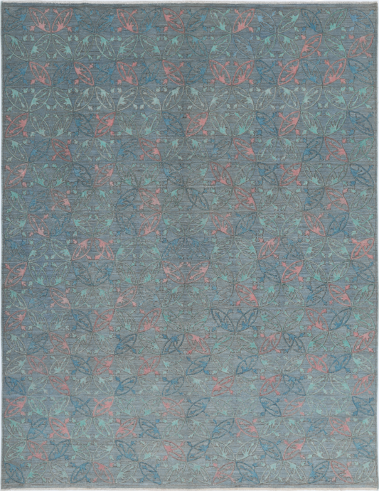 Hand Knotted Onyx Wool Rug - 6' 10" X 9' 0" 6' 10" X 9' 0" (208 X 274) / Blue / Wool