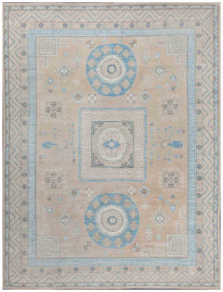 Hand Knotted Oushak Wool Rug - 9' 1" X 11' 10" 9' 1" X 11' 10" (277 X 361) / Taupe / Wool