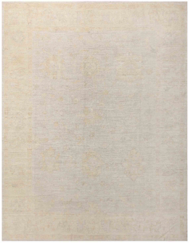 Hand Knotted Oushak Wool Rug - 9' 1" X 11' 10" 9' 1" X 11' 10" (277 X 361) / Ivory / Wool